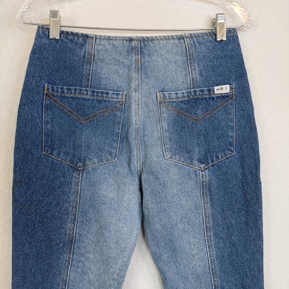 Milk it Mixed Two Tone Denim Flare Leg Jeans Size 26 - Picture 4 of 11